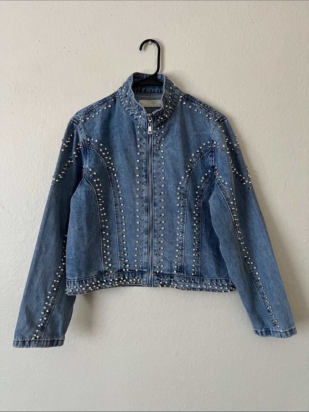 EUC Lizette Collection Studded and Embellished  Oversized Denim Jacket Size S